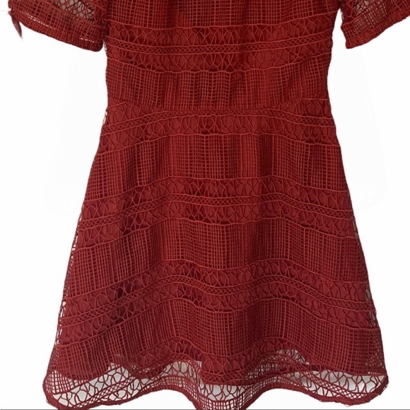 Tularosa Deep Red Eden Lace Fit & Flare Dress Size Small - Picture 9 of 13